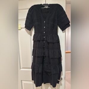 Loveshackfancy black cotton eyelet dress size small Euc